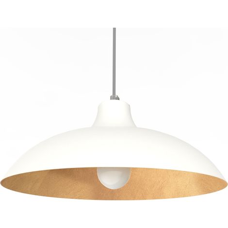 LUMICOM PARIGINA Sospensione, 1X E27, max 42W, metallo, bianco opaco/foglia oro, D.40cm (1/4)