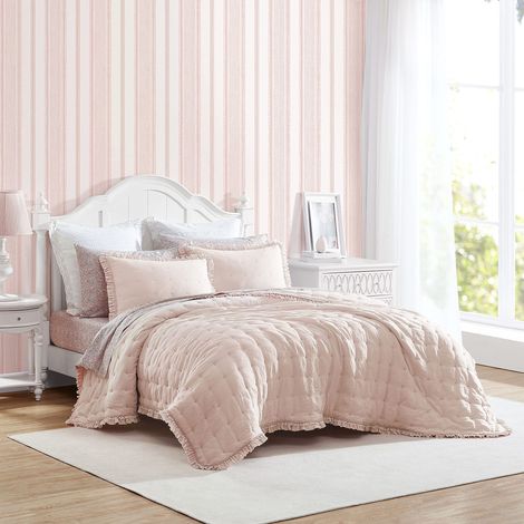 Parure de lit réversible avec Couvre-Oreiller, Toutes Saisons de Style Rustique Rose Hailee, lit Simple (1/5)