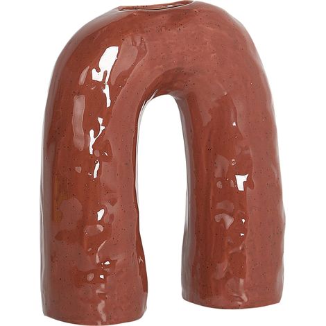 Vase en Grès 29 cm Fleurs Imperméable Accessoires Salon Chambre Bureau Marron Perch