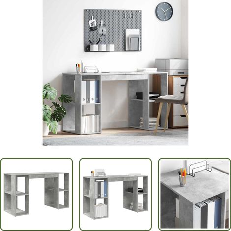 vidaXL Bureau moderne - Bureau Gris béton 130 x 50.5 x 75 cm Bois d'ingénierie (1/5)