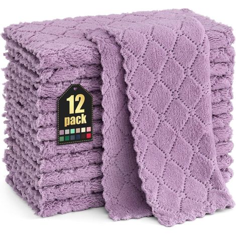 Mikrofaser Reinigungstücher 12er Pack waschbar 25x25 cm Lila (1/5)