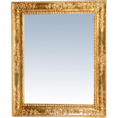 W91xDP5xH111 cm Made in Italy sized wood made gold finish leaf Hanging Wall Mirror vertical/horizontal setting (1/5)