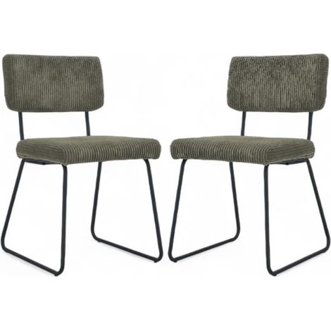 Set di 2 sedie di design MATYS in velluto a coste verde.