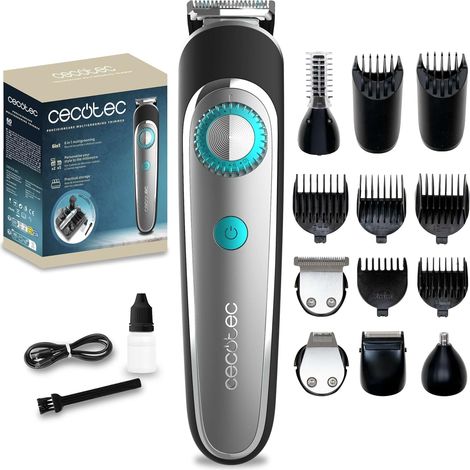Tondeuse Barbe et Cheveux Homme PrecisionCare Multigrooming Trimmer. Multigrooming Avec 6 têtes,5 Peignes de 3/6/9/12/15mm et 2 Peignes Réglables de 1 à 10mm et de 11 à 20 mm,Protection IPX7 (1/5)