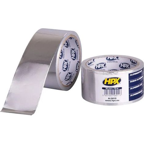 Ruban adhésif aluminium 50mm x 50m – Résistant jusqu'à 120°C – Étanchéité conduits métalliques – Force de traction 55N/25mm – HPX