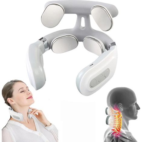 FLITI Smart Electric Neck Massager, White ABS, 16x4cm, 4 Modes, 15 Levels, Cervical Massage, Muscle Relaxation, Heat Therapy (42°C), USB Rechargeable, Portable (1/5)