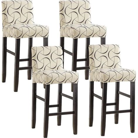 Housse imperméable 4 pièces pour tabouret de bar avec dossier, housse pour chaise de salle à manger pivotante, housse extensible pour chaise de bar haute (1/4)