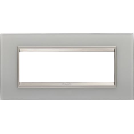 PLAQUE LUX RECT. 6P VERRE NATUREL GEWISS GW16206GT (1/2)