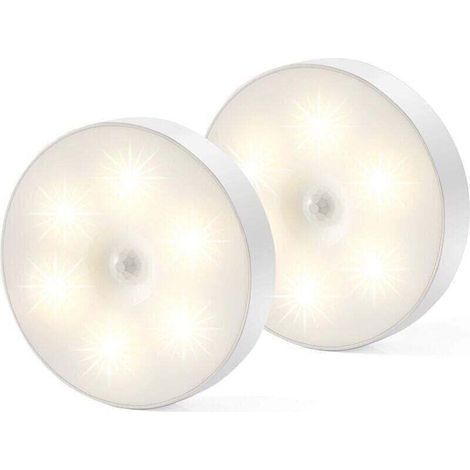 Luce notturna a LED, lampada magnetica per interni con sensore di movimento e cuscinetti adesivi inclusi, si attacca ovunque, sensore wireless ricaricabile tramite USB, luce bianca calda, confezione d (1/4)