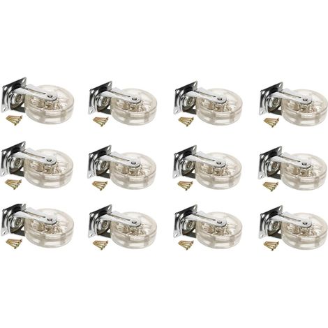 KOTARBAU Lot de 12 roulettes de meuble transparentes Ø 75 mm Pour tous les types de sols Roulettes pivotantes en caoutchouc Roulettes de transport Pour canapés coulissantes (1/5)