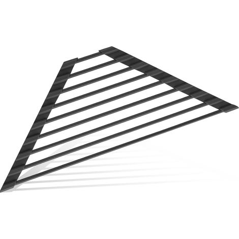 Petit égouttoir triangulaire enroulable, revêtement en silicone, cadre en acier inoxydable, adapté aux coins d'évier, égouttoir de cuisine multifonctionnel