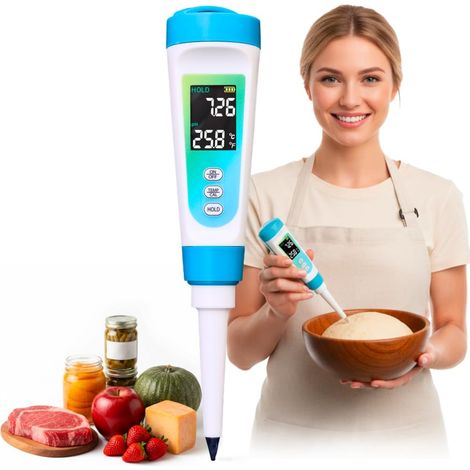 pH-mètre numérique pour aliments–Testeur de pH professionnel avec sonde à pointe pour fermentation (1/5)