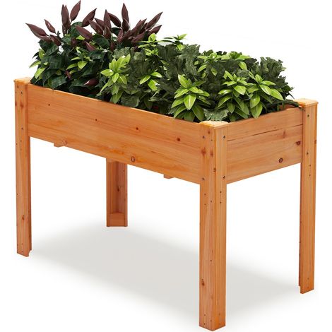 Fioriere Letto rialzato da giardino da esterno in legno di abete con fori di drenaggio Fioriere Letto rialzato da giardino per piante Arancione (1/4)
