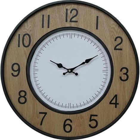 Rebecca Mobili Vintage Wanduhr Weiß Braun Schwarz Mdf Metall Analog