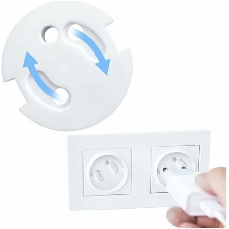 Cache Prise Bébé Français-Protection Prises Bebe-Caches Prises Electrique-Sécurité Enfant-Mécanisme Tournant,10Pcs (1/4)
