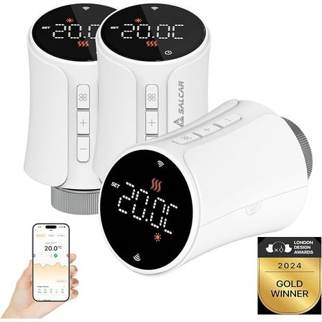 Thermostat 3 Pack WiFi Thermostat Compatible with & Home Programmable Heating Thermostat with 9X Batteries (1/5)