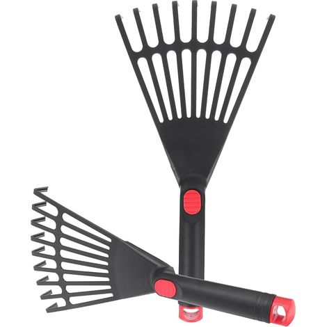 Plastic Garden Rakes Set of 2, Small Tools for Loosening Soil and Spreading Mulch, Suitable for Gardening Shrub Care (1/5)