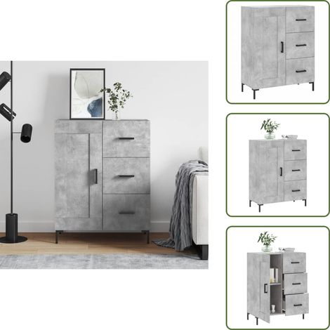 Sideboard Betongrau 69,5x34x90 cm Holzwerkstoff - Schreibtisch - Wohnzimmermöbel - Sideboard - Regal - Grau (1/5)