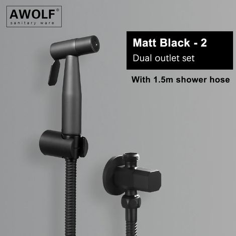 (Noir mat - 2) Douchette WC portable en acier inoxydable rose doré brossé, kit de douchette AP2354 (1/5)