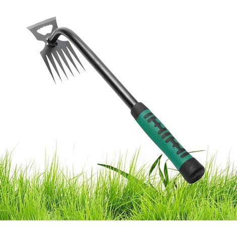 Weed Rake 6 Teeth Rake with Crescent Shovel Head Weeder Saw Blade Steel Hand Weeders for Garden Weeding and Lawn Mowing (1/5)