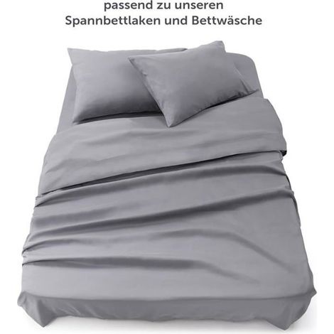 1 Drap Plat 240x275 cm, Microfibre Douce, Sans Élastique, Gris, pour Lit 160x190/200 (1/5)