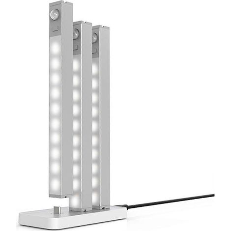 Set mit 3 kabellosen LED-Unterbauleuchten mit Ladestation, wiederaufladbare Bewegungsmelderleuchten für den Innenbereich, dimmbare Beleuchtung für Schränke und Bücherregale