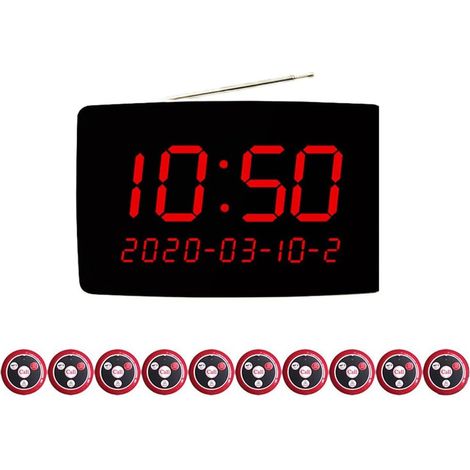 Système D'Appel de Serveur de Téléavertisseur Sans Bouton de Radiomessagerie avec Affichage LED pour Restaurant Café Bar Service Client Prise Ue (1/5)