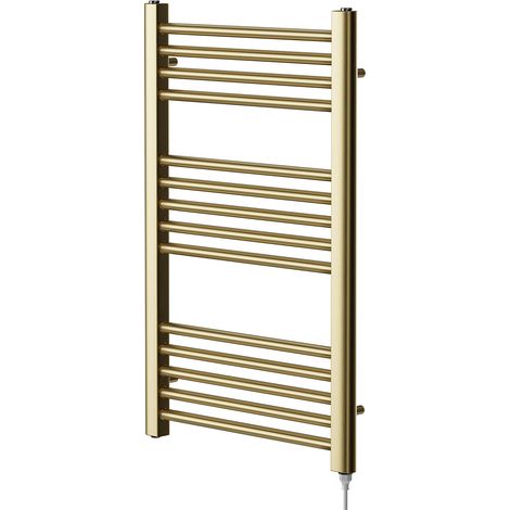 Colore Brushed Brass 800mm x 500mm Straight Electric Heated Towel Rail (1/5)