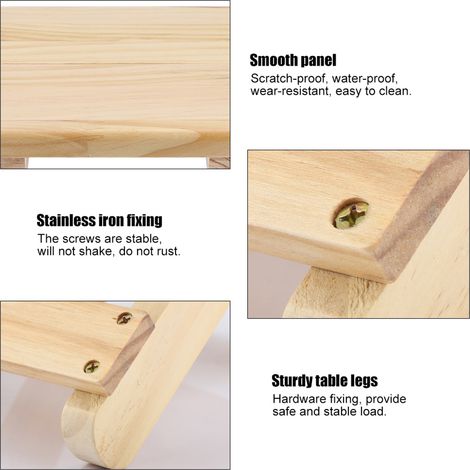 Banc carré pliable en bois massif, petit modèle, style champêtre, design ergonomique, finitions soignées (1/5)