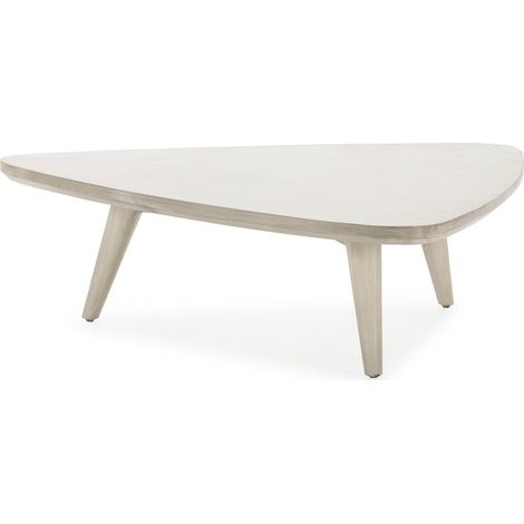 Table basse épurée en bois de cèdre Blanc Voilé - Blanc voilé cèdre épuré (1/5)