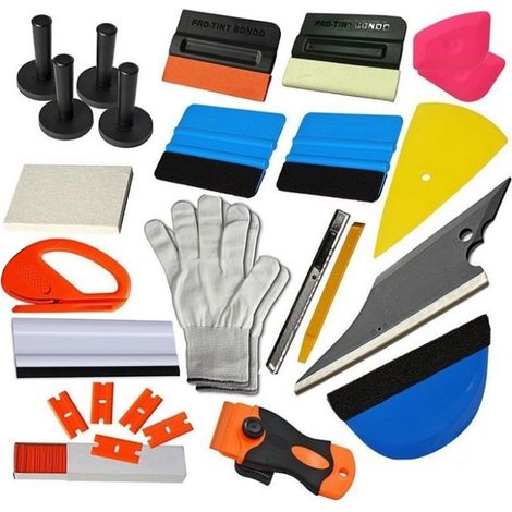 Kit de Films de Voiture Teinté Kit Covering Outils de Film Comprenant Un grattoir en Plastique, Couteau Utilitaire et Lames