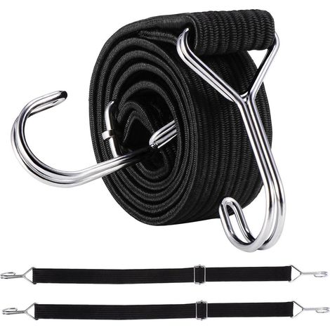 2er Set Flachspanngurte mit Haken, verstellbar, 1m, Schwarz