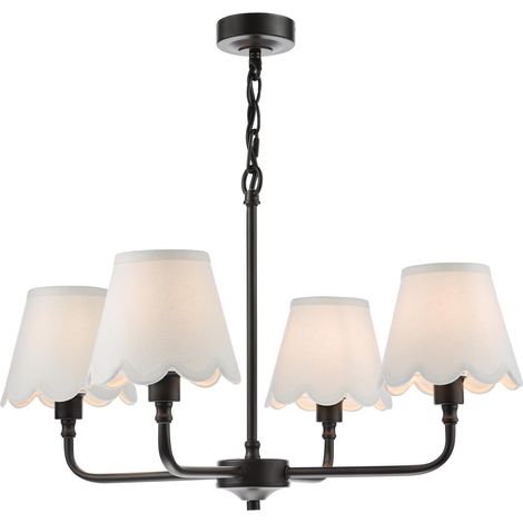 Dar Padme Suspension Padme à 4 lumières, noir mat avec abat-jour (1/5)