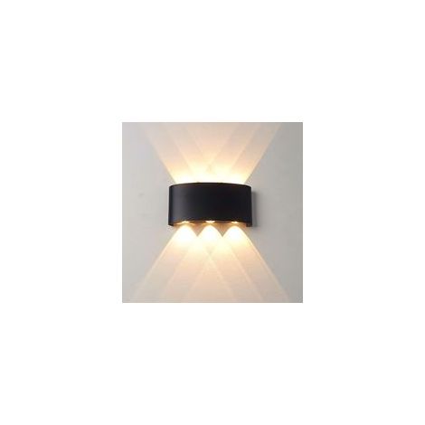 Applique murale LED moderne pour intérieur, blanc chaud, 6 W, boîtier noir, IP65, étanche, applique murale extérieure en aluminium
