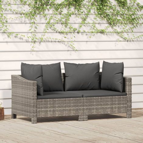 Salon de jardin 2 pcs - Ensemble Table et Chaise de Jardin - avec coussins Gris Résine tressée BV399507 - BonneVie (1/5)