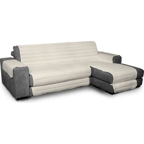 Waterproof housse de canapé Double-face avec chaiselongue, Crème, 290cm (1/2)
