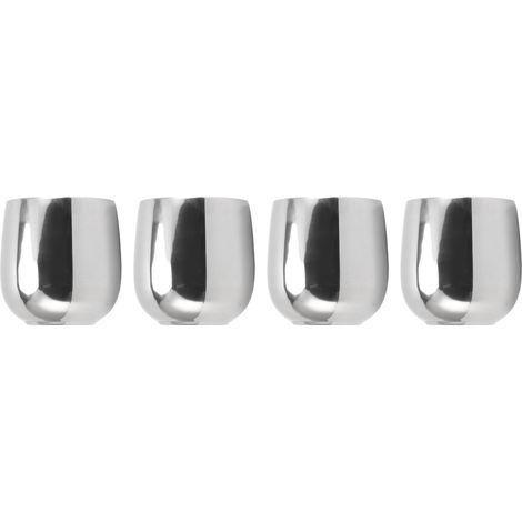 Lot de 4 tasses à café en acier inoxydable à double paroi isolante, anti-brûlure, forme incurvée, 200 ml (1/5)