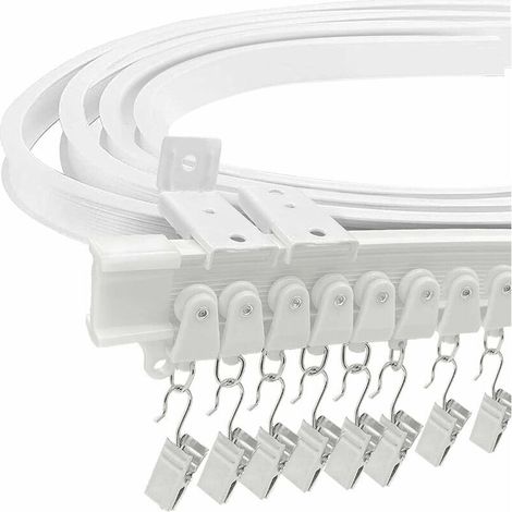3M Curtain Rail, Flexible Curtain Rod with 24 Curtain Hooks and 24 Pulleys for Balcony, Bay Window, Living Room, Bathtub, Camper Van (1/4)