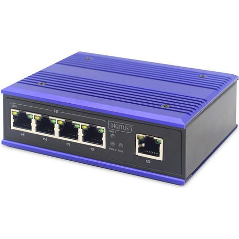 DIGITUS Conmutador Ethernet de alta velocidad industrial de 5 puertos