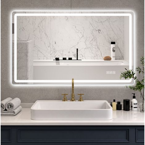 Espejo LED de baño 60 x 120 cm sin marco, antivaho, regulable, DESVIAE (1/5)