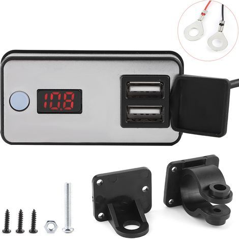 Chargeur Moto USB Double 12V avec Affichage Numérique, Alimentation Universelle Étanche pour Téléphone, Tablette et GPS (1/5)
