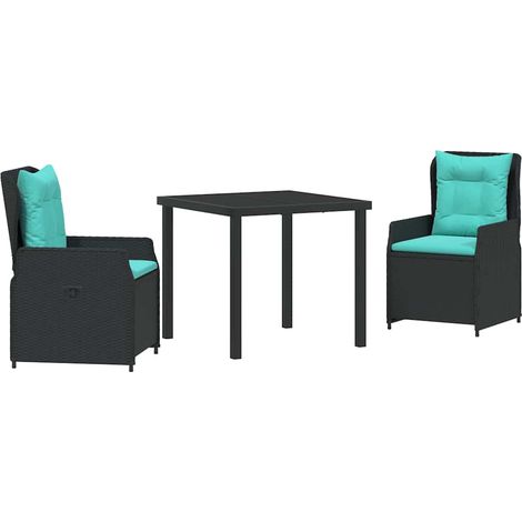 Maison Exclusive - Conjunto de Comedor de Jardín 3 uds. Negro Pol (1/5)