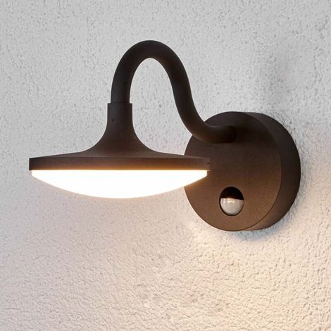 [GEBRAUCHT] B-Ware Lucande Außenwandleuchte Finny LED Gartenlampe mit Bewegungsmelder IP54 grau (1/2)