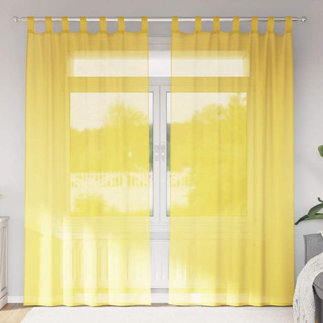 Cortinas de gasa con bolsillos para varillas 2 uds. amarillo vidaXL