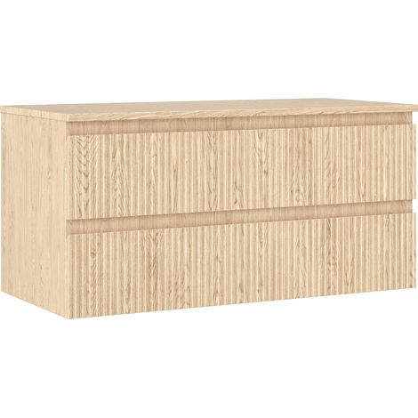 Mexen Rivel Badezimmerschrank unter Waschbecken 100 cm mit Arbeitsplatte, 2 Schubladen, gerillt, Eiche - 91A20-10047-2-BFFC81 (1/5)