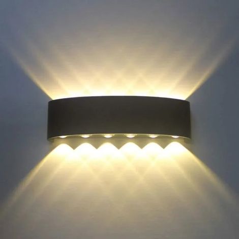 Applique Murale Intérieure Noire LED 12W,Lampe Moderne en Aluminium,Spot Up Down pour Salon et Escalier (Blanc Chaud) YYV (1/4)