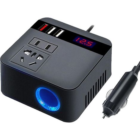 Onduleur de voiture 120 W 12 V/24 VDC vers 220 VAC convertisseur avec trois ports de charge USB, adaptateur de prise de voiture USB pour véhicule (1/4)