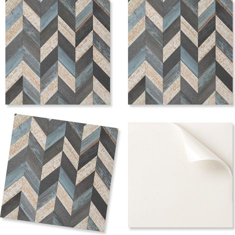 Juego de azulejos de vinilo para pared con dise帽o en zigzag y efecto madera, 20x20x20 cm.