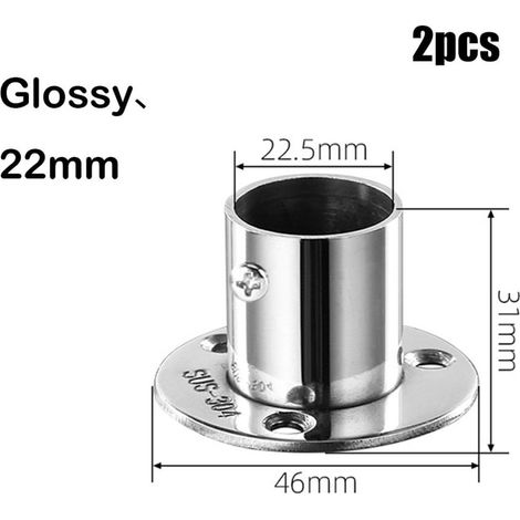 Support De Rail Pour Armoire - Acier Inoxydable - Diamètre 22 Mm - Pour Barre De Suspension Ou Porte-Serviettes - 2 Pièces (1/5)