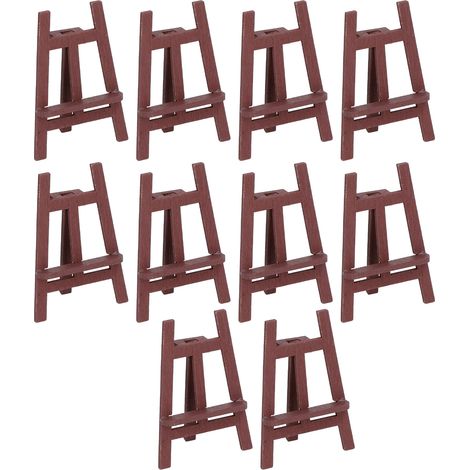 Lot de 10 chevalets miniatures en pin robuste, avec détails soignés, pour maisons de poupées à l'échelle 1:12 et 1:6. Ces chevalets polyvalents sont parfaits pour la peinture miniature. (1/5)